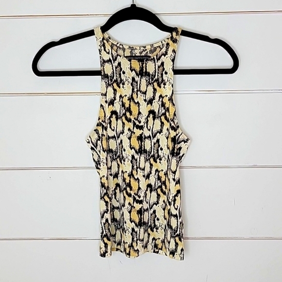 URBAN OUTFITTERS XS yellow & black snakeskin sleeveless top - Picture 1 of 5